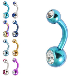Titanium Baby Double Jewelled Belly Bar