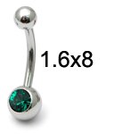 Steel Baby Jewelled Belly Bars - 8mm
