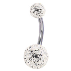 view all Belly Bar - Steel with Smooth Glitzy Ball (8mm and 5mm balls) body jewellery
