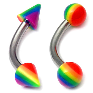 Acrylic Rainbow Micro Curved Barbell 1.2mm